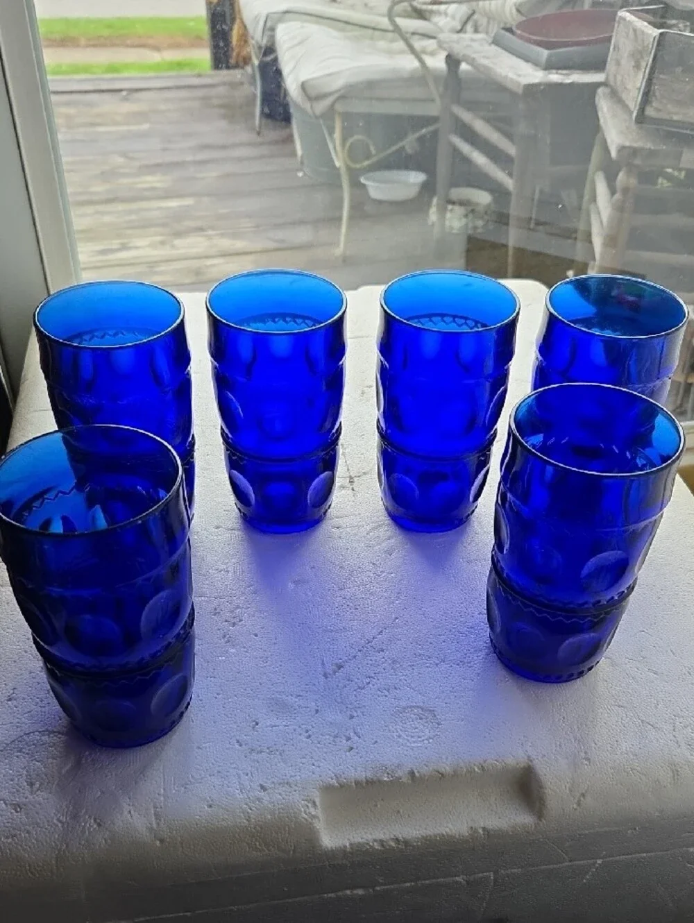 Cobalt Blue Glass Tumbler Set - 6-Piece Indiana Taira Thumb Print